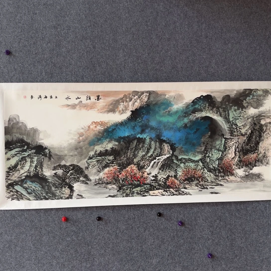绿***山国画国画作品李海涛山水精品手绘