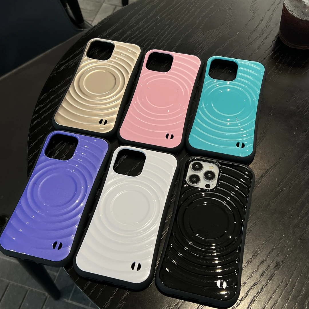 小蛮腰波纹磁吸适用苹果iPhone16ProMax及iPhone15纯色简约手机壳