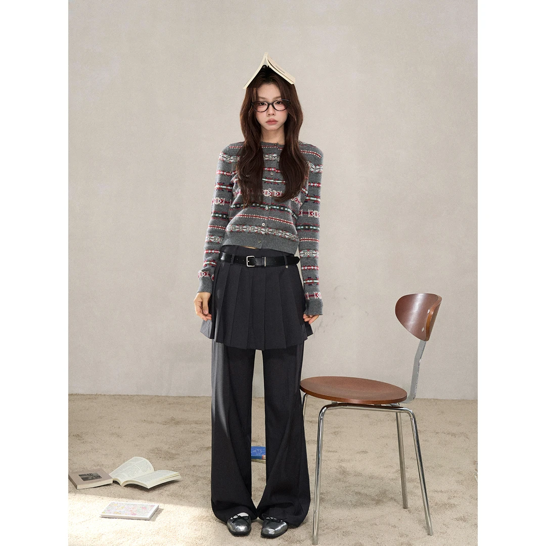 【小野莓】高腰显瘦直筒裙裤女新款小众设计休闲长裤清清BN109588S