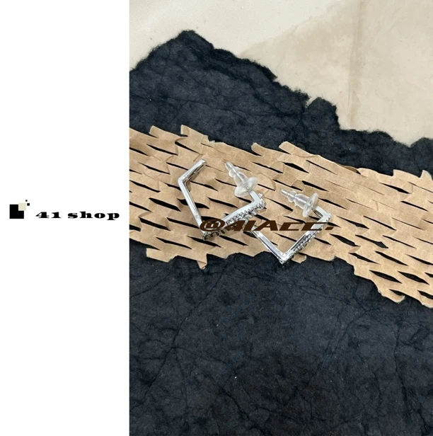 铜合金合成锆石耳饰 A284妹妹白色滴釉绿色滴釉L形耳扣