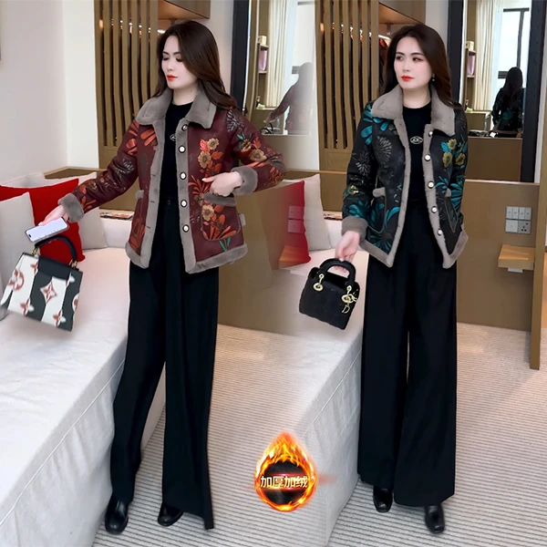 【季颜品牌】秋冬新款时尚洋气百搭加绒加厚气质毛呢保暖短外套045