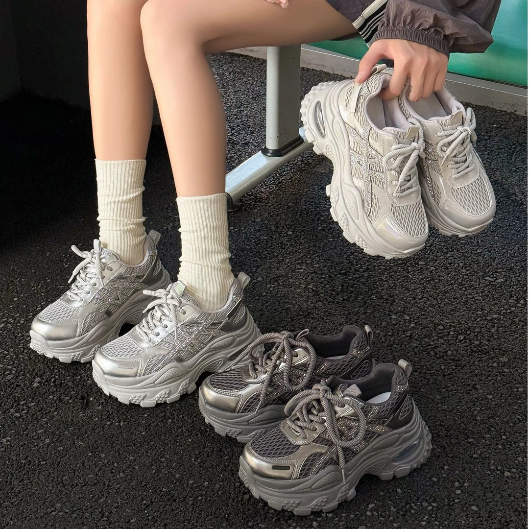 甲乙丙丁圆头时尚休闲鞋小白鞋平跟女鞋夏季透气仙女风老爹鞋