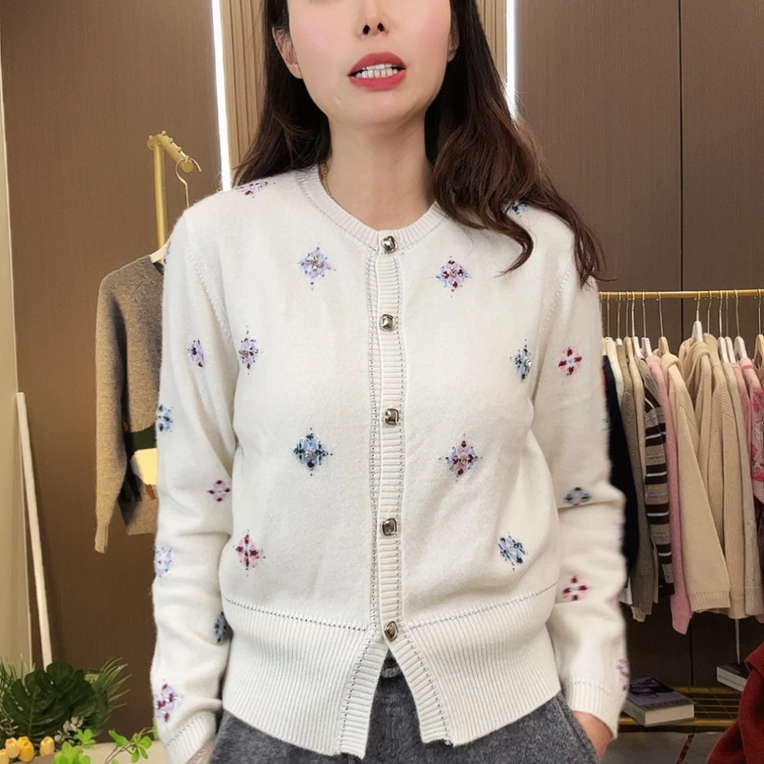 羊绒开衫带钻女AS