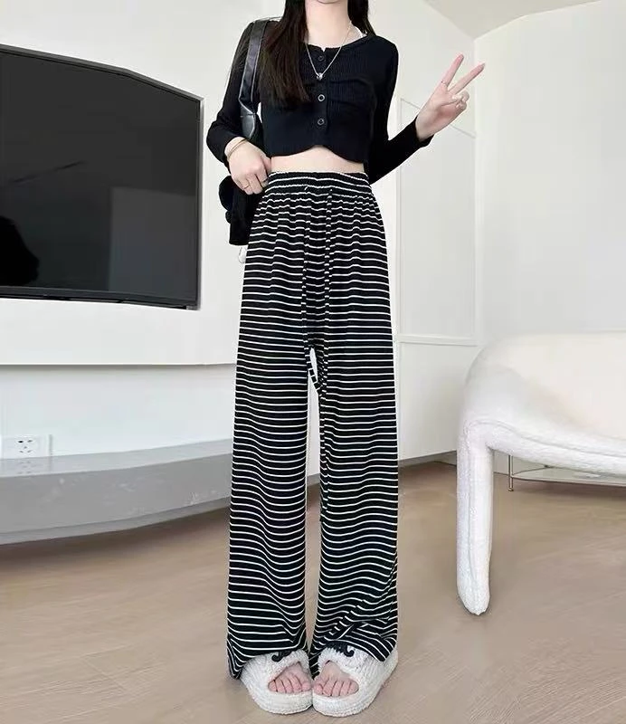 纹糯米裤女春秋2025新款垂坠感软糯拖地裤休闲慵懒松弛感阔腿裤