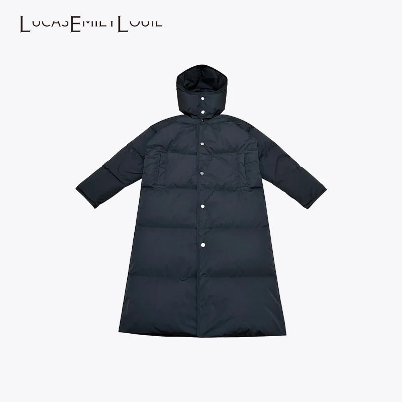 LUCASEMILYLOUIE 秋冬大被子鹅绒服连帽长款90鹅绒羽绒服2311150