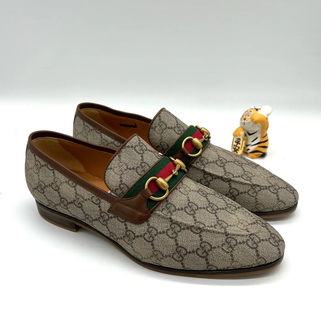 未使用 GUCCI/古驰 乌木色满面老花 乐福鞋 40.5、42码