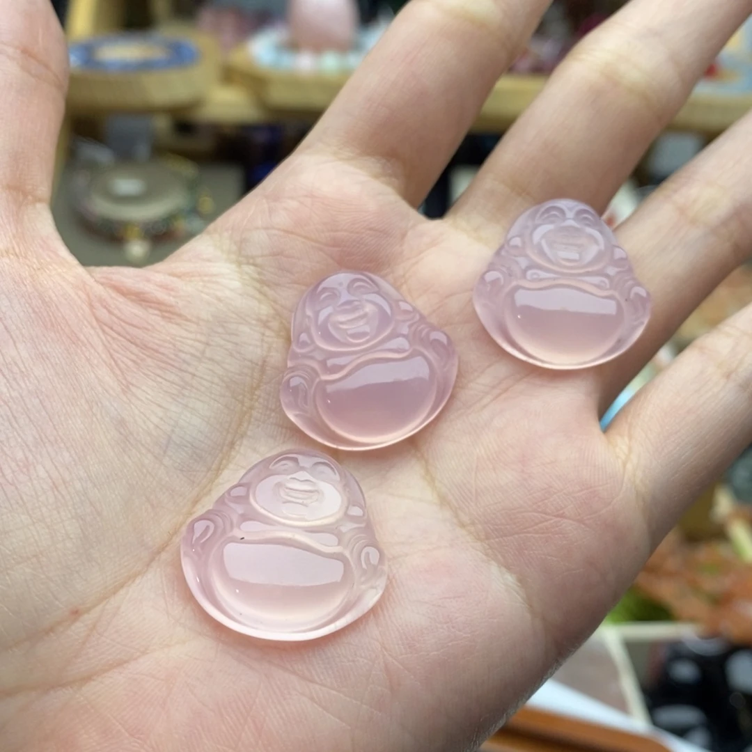 玛瑙/玉髓未镶嵌珠宝半成品一个玛瑙粉色大肚佛B140