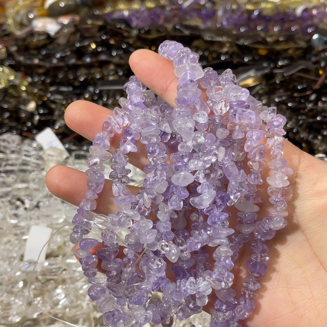 紫晶珠宝半成品银S925镶嵌薰衣草紫水晶碎石四圈