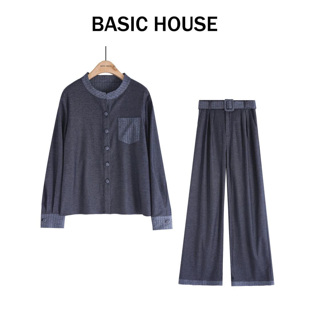 Basic House百家好秋季新款百搭气质休闲衬衫套装B1385B5FO92