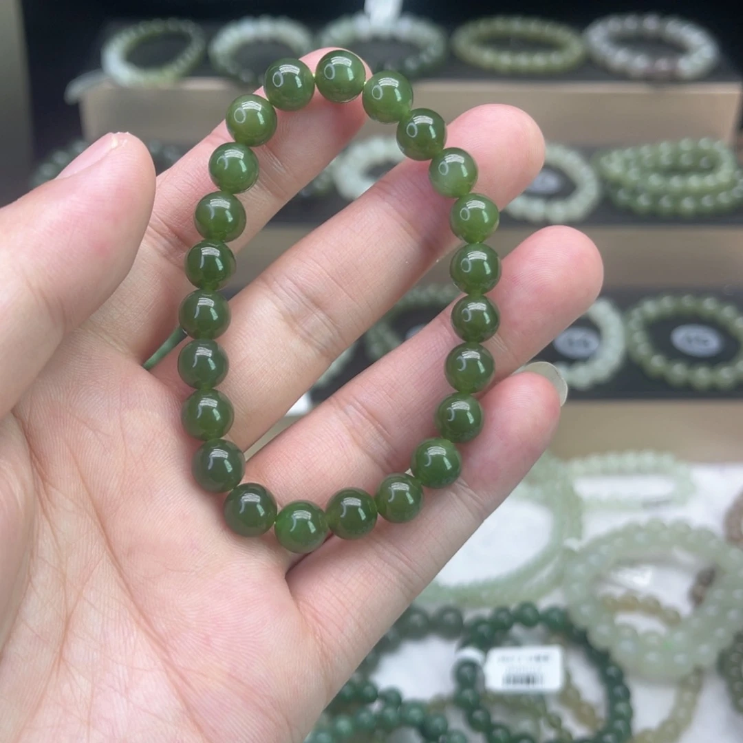 手链未镶嵌和田玉卡8菠菜绿
