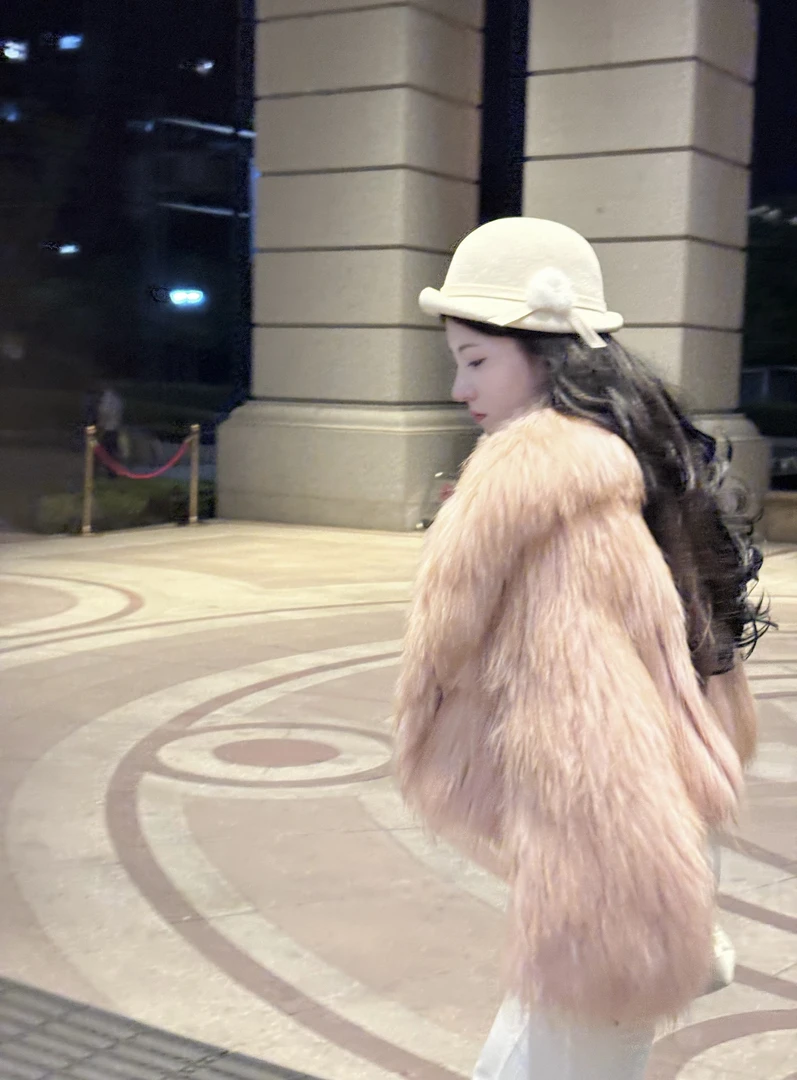 【伴糖】“冬日名媛” 貉子毛双面编织外套 大翻领