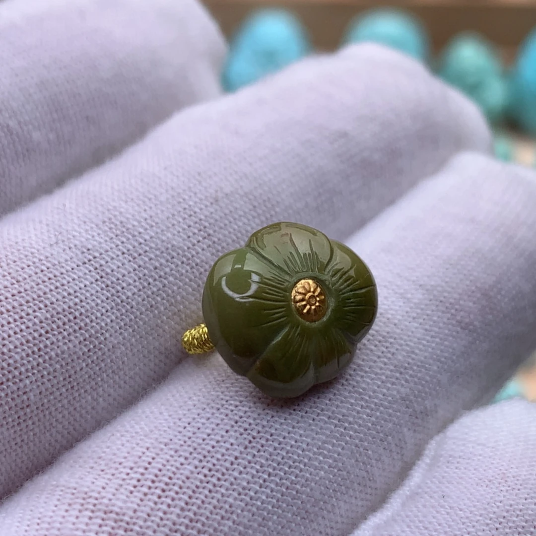未镶嵌绿松石珠宝奇石原矿绿松石小花配饰