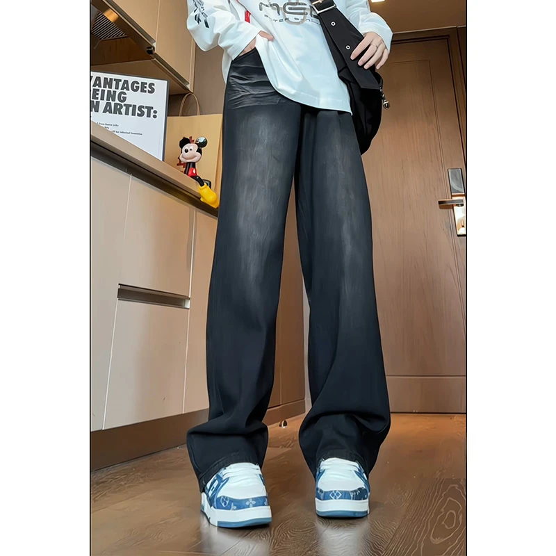 B-K-F牛仔裤男女2025秋季新款美式高街水洗痞帅大码宽松直筒阔腿