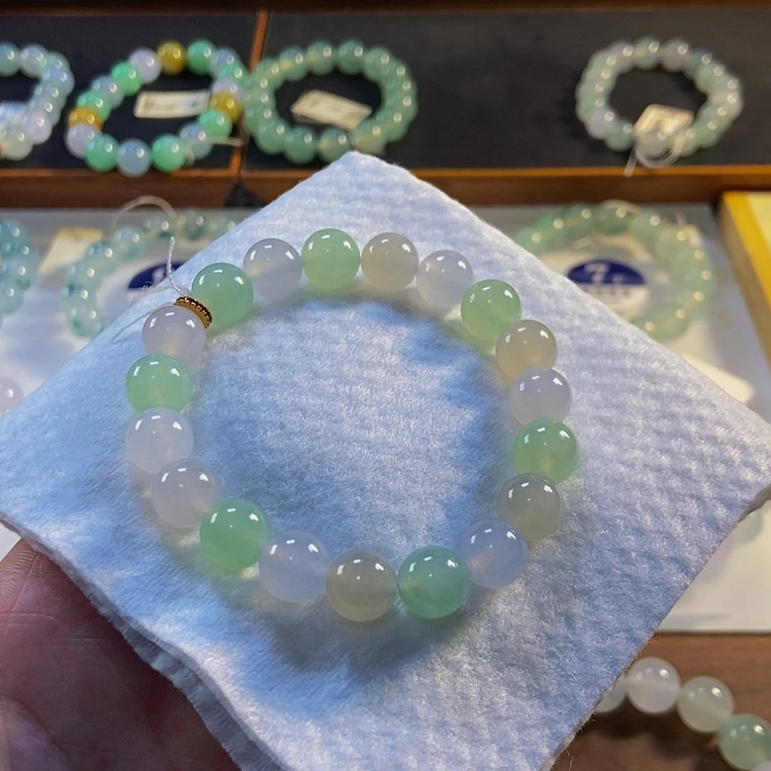 定制翡翠未镶嵌翡翠手串卡9.8