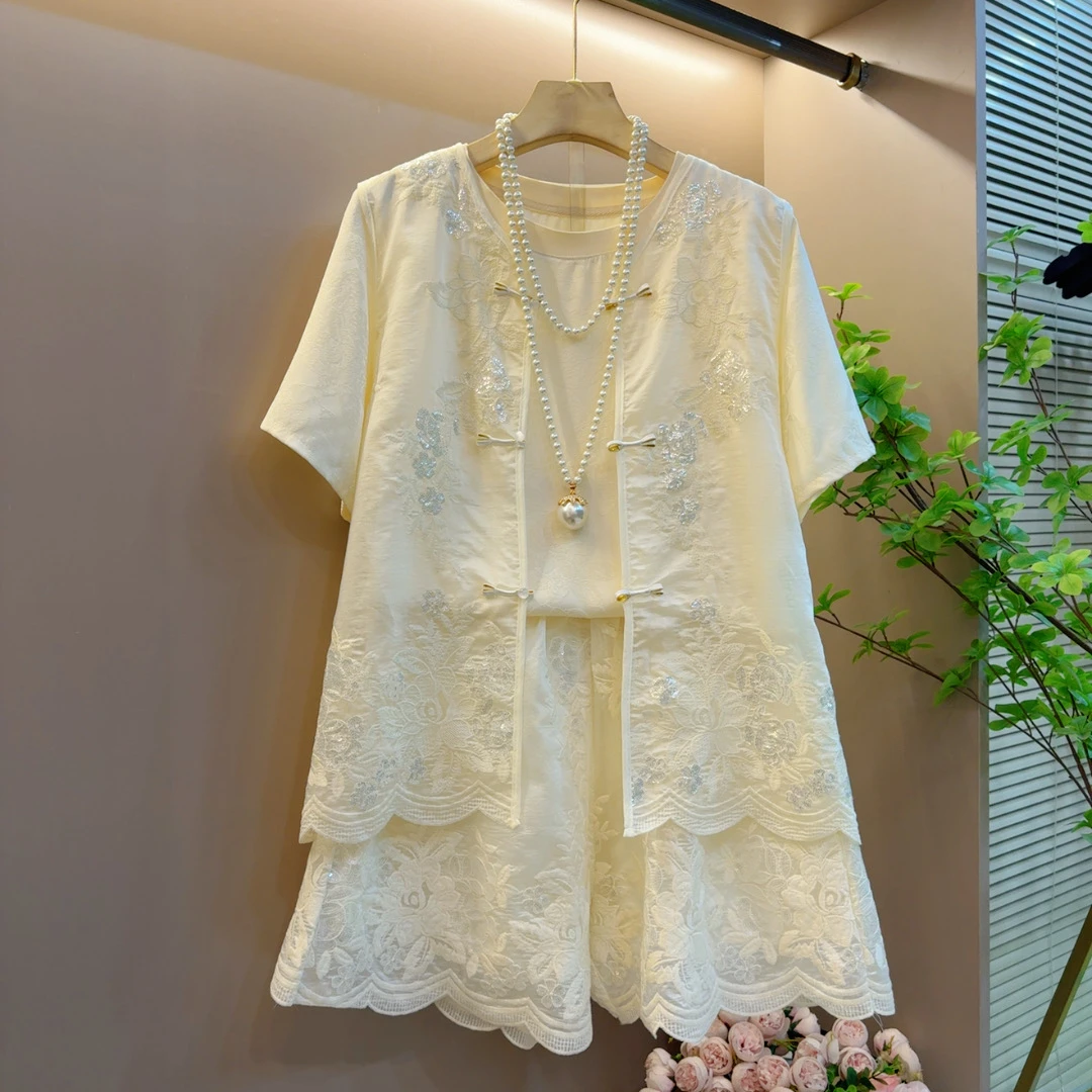 2025新中式国风重工刺绣时尚百搭马甲三件套(套装)