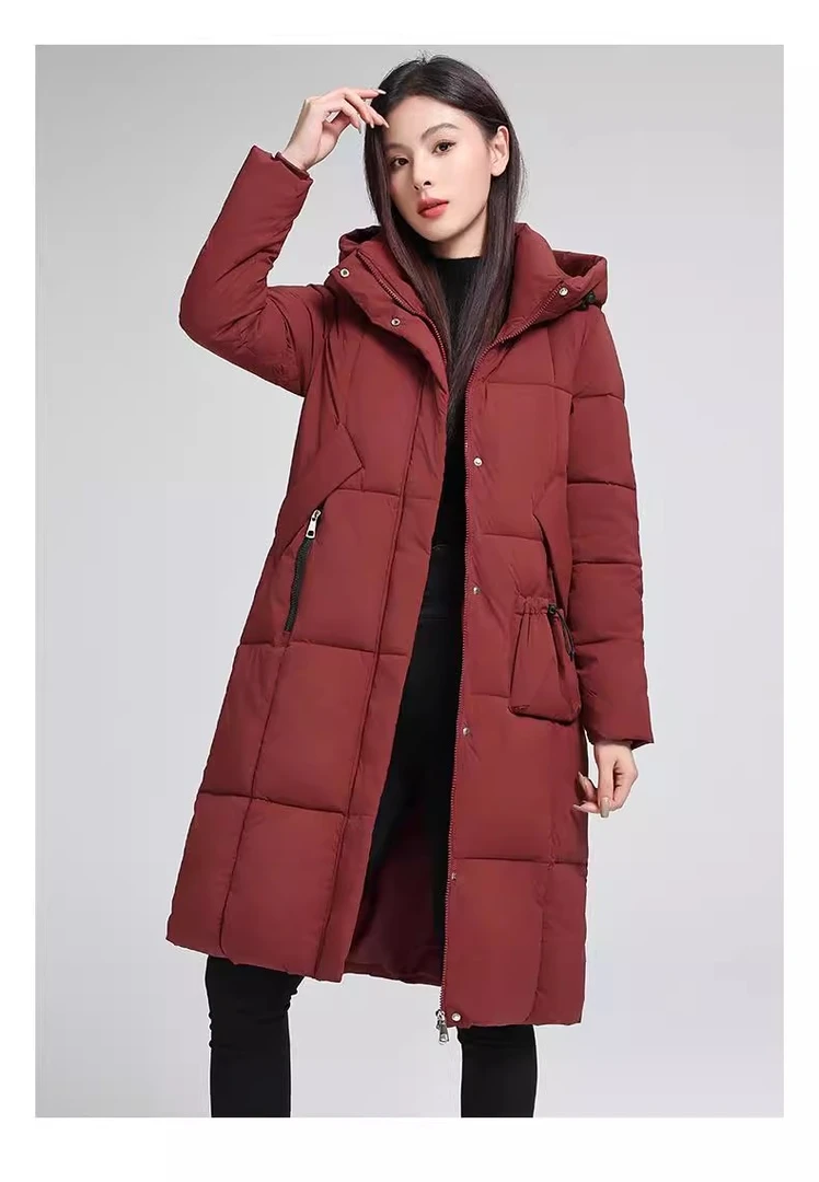 美拉德韩系棉服连帽棉衣长款女装冬季女百搭秋冬保暖