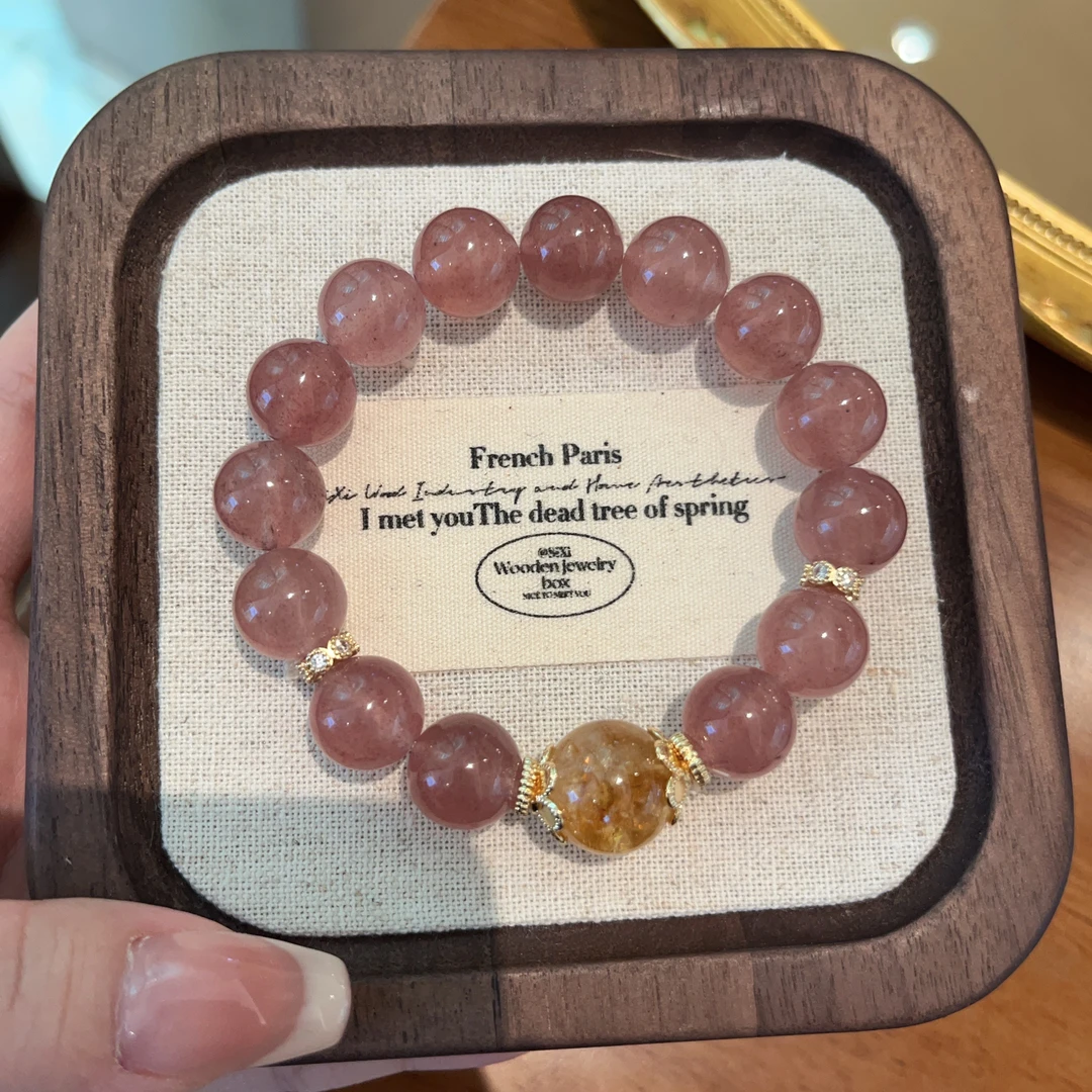 【莓有烦恼】草莓晶12mm+黄塔晶13mm 象征爱情天然水晶手链 A066