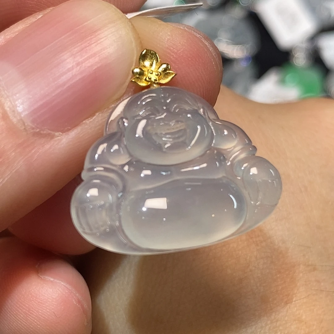 翡翠18K金镶嵌颈饰佛公