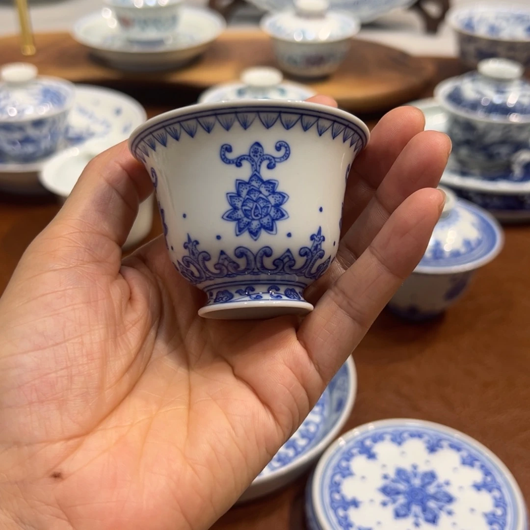 杯子莲花宝相高足杯子纯手工