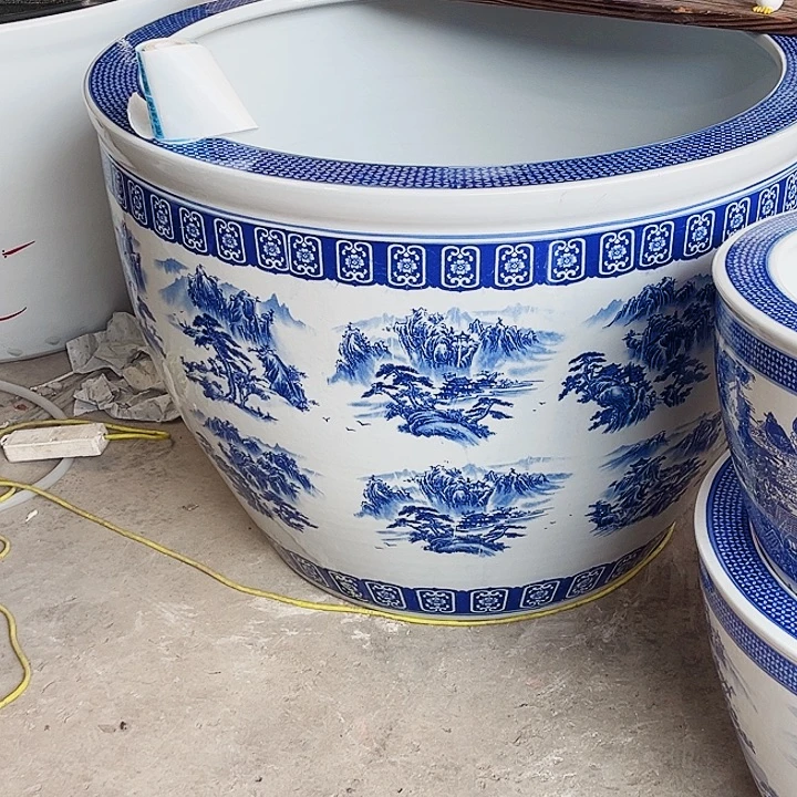 态***切景德镇陶瓷鱼缸艺术直径1米