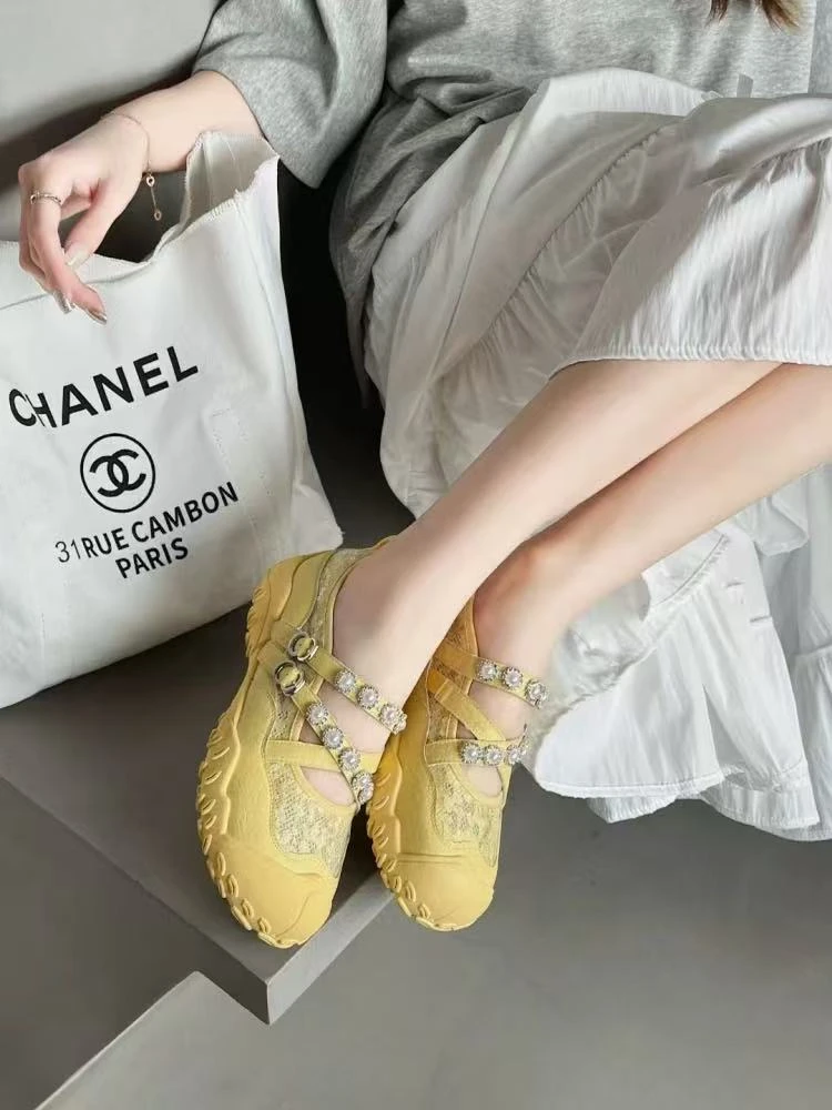 水钻网面玛丽珍单鞋芭蕾舞鞋女2025夏新9702-2