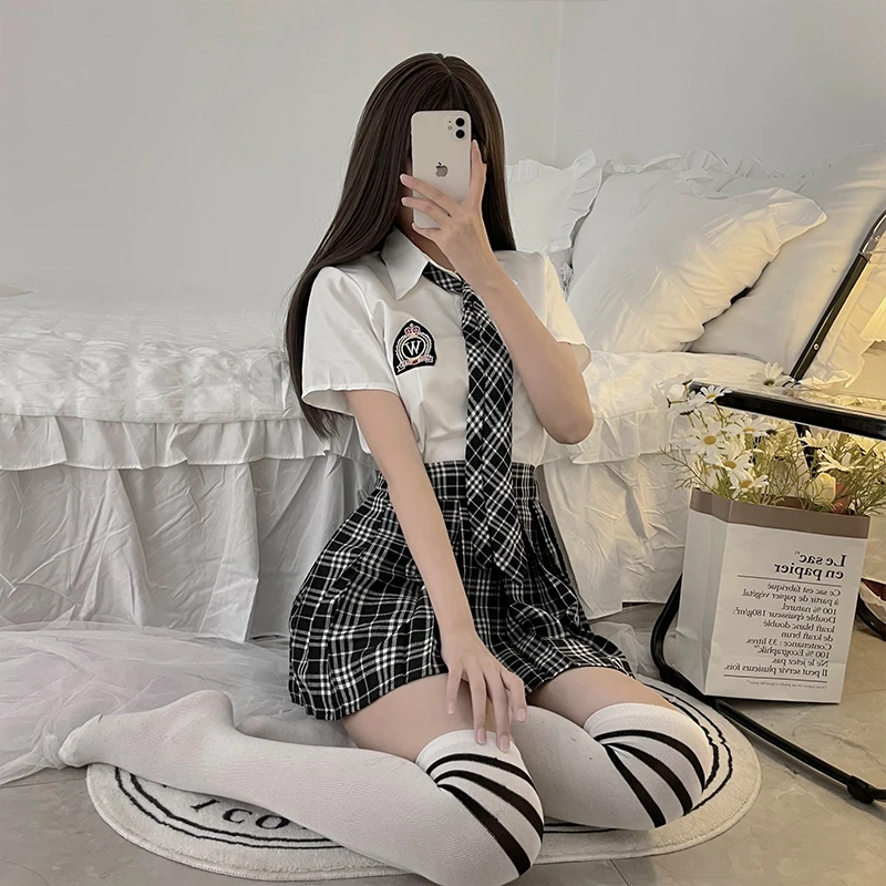 【校园女神】純欲JK校园风家居服学院风百褶辣妹高腰少女套装学生