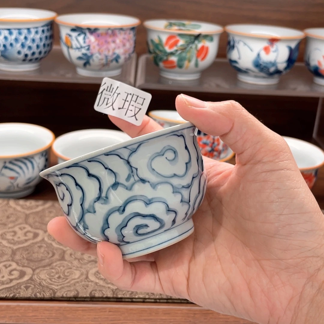 釉下手绘茶具微瑕