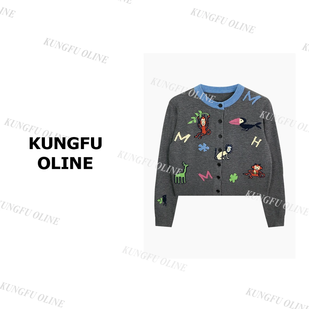 【周周】乌鸦KS7876复古提花秋冬高级百搭设计师长袖针织衫