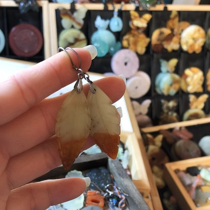 岫玉未镶嵌岫玉耳环