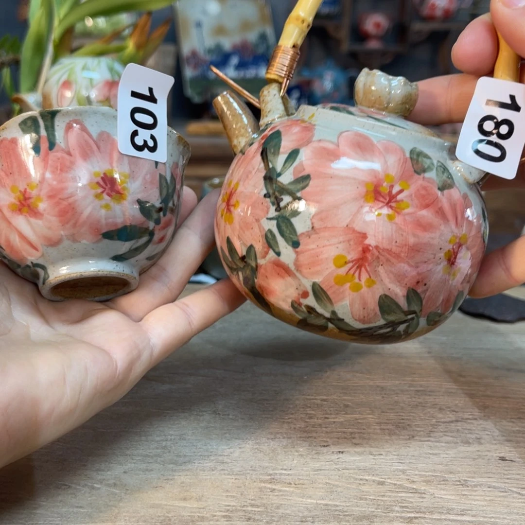 壶素浅陶瓷手工手绘