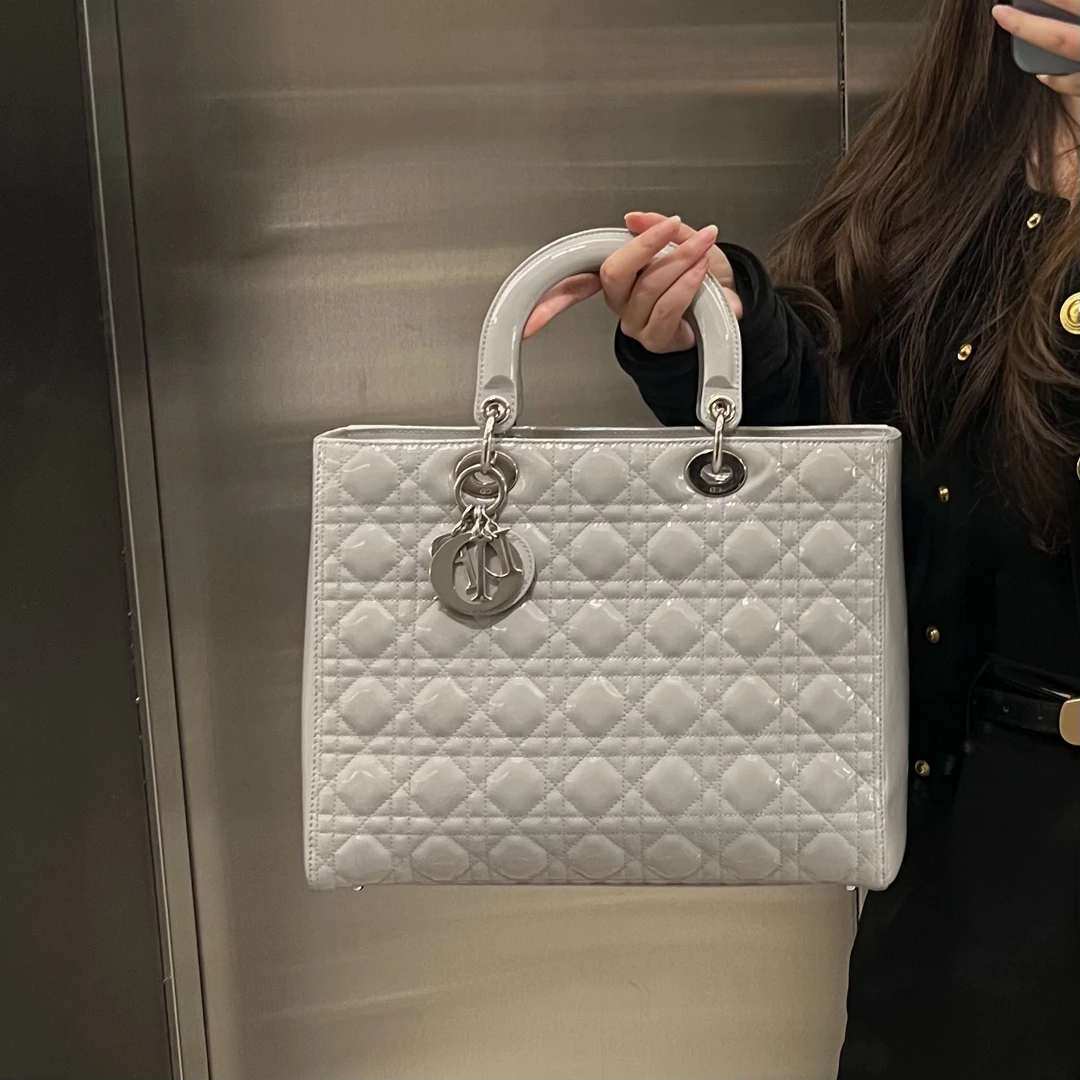 95新 DIOR/迪奥 dior灰色七格戴妃手提包