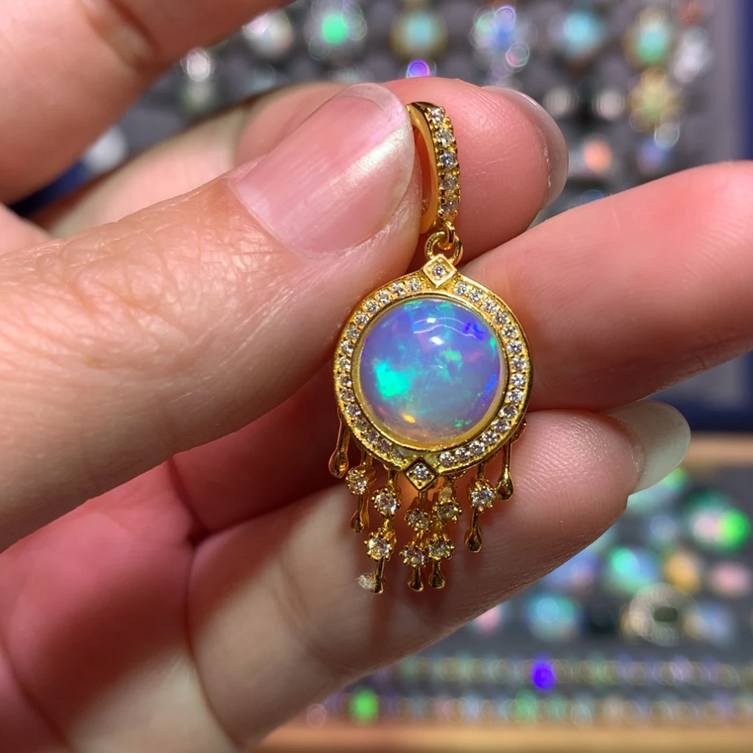 银S925镶嵌欧泊吊坠款式