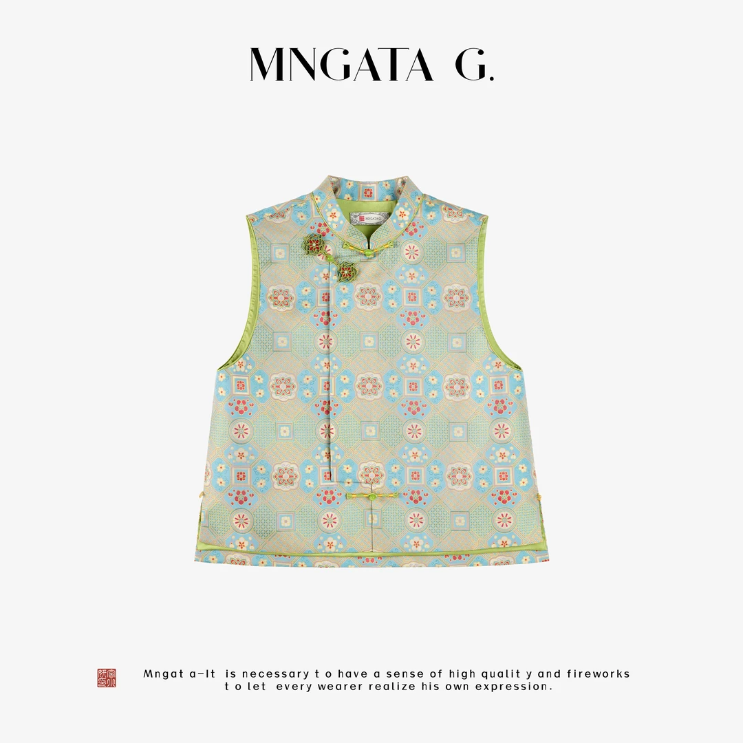 MNGATA G.宫小妍【钱小萍·如意花卉】4重纬真丝新中式马甲5062403