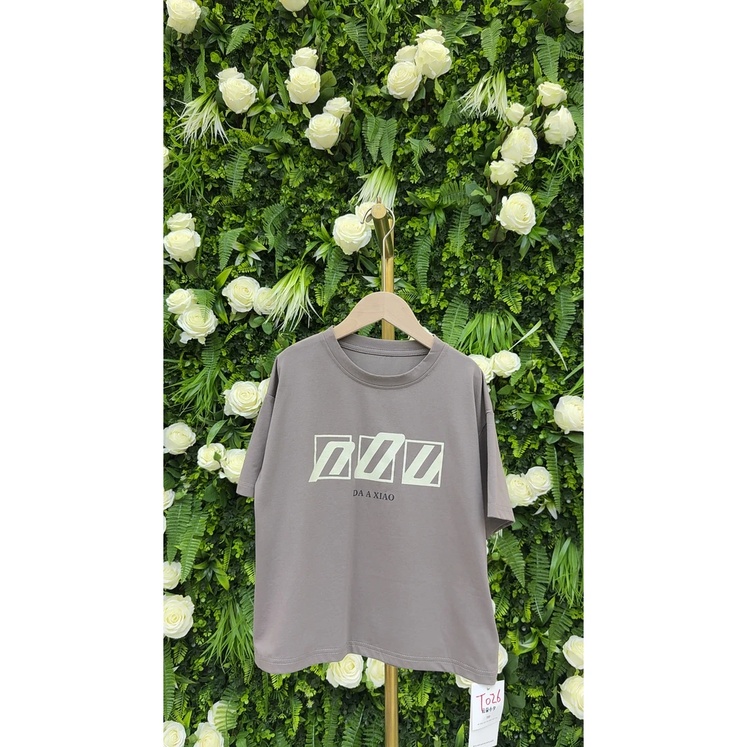 品牌高端透气纯棉字母印花T恤【大童-青少年】短袖【130-170】——T026