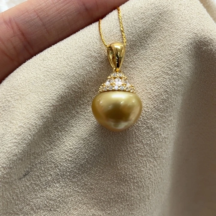 银S925镶嵌吊坠(不含链)海水珍珠12-13m 27号