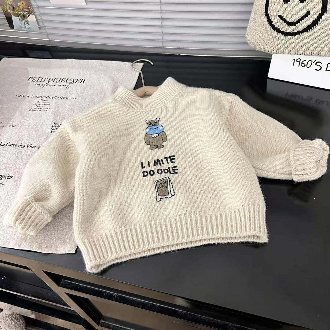 2024年秋季新款儿童毛衣休闲百搭圆领宽松时尚洋气30020玩偶毛衣
