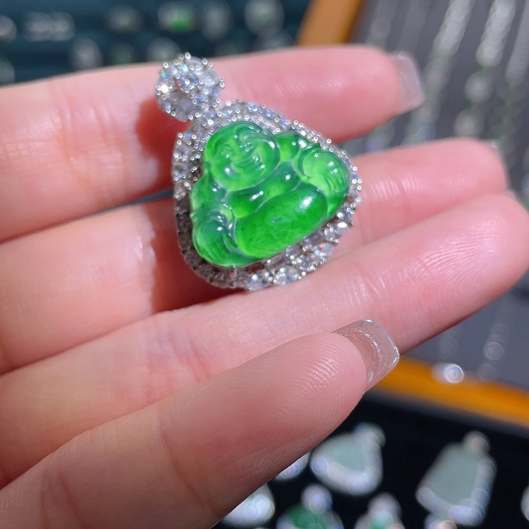 吊坠(不含链)银S925镶嵌翡翠