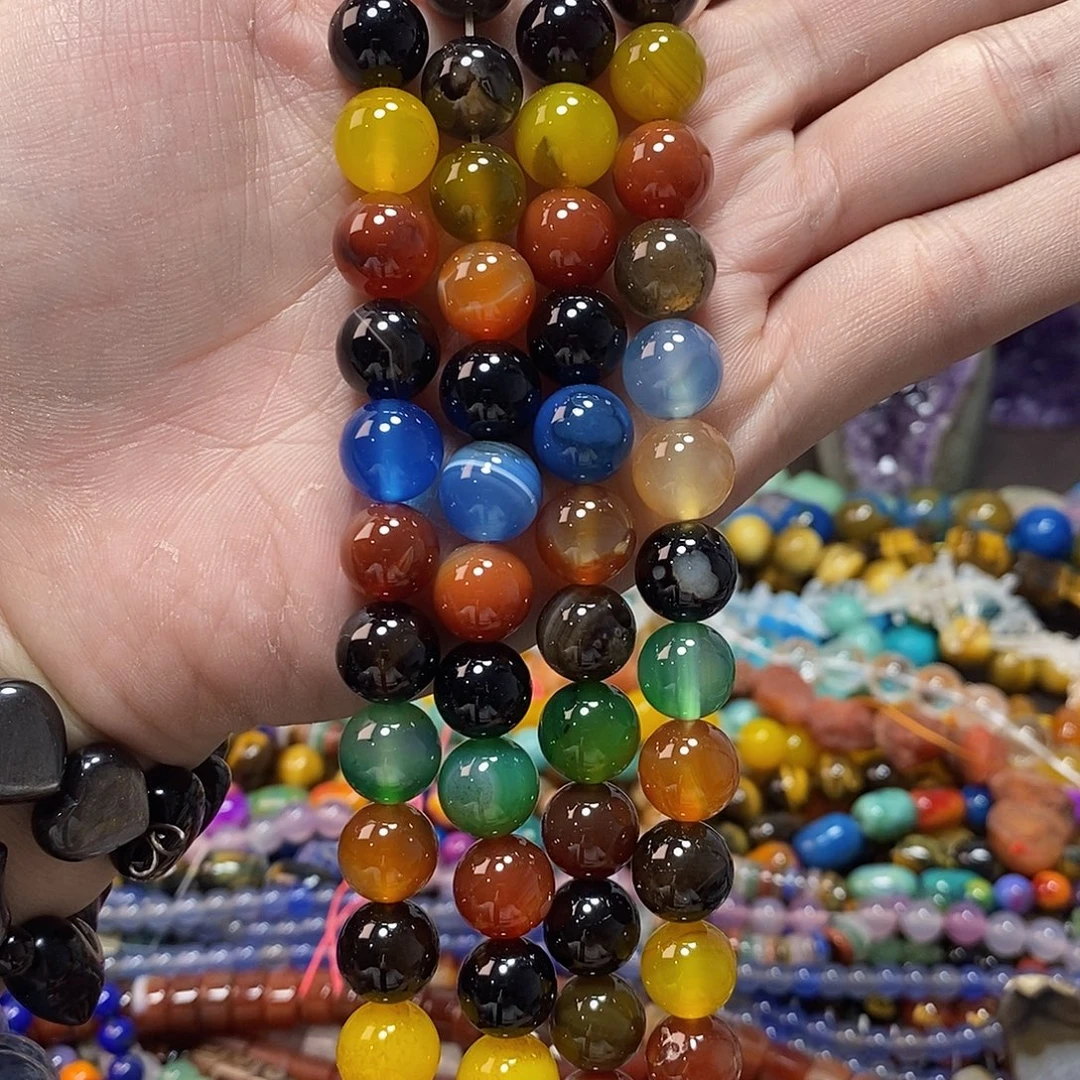 石英质玉未镶嵌，玛瑙多宝12mm，