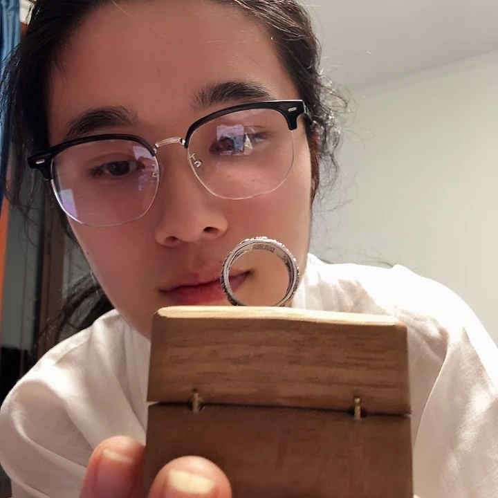 大理石纯铜手工制作银戒指