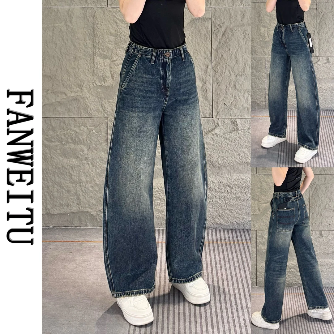 DSQ秋冬男士水洗棉大码美式痞帅宽松牛仔裤潮流高街复古牛仔裤