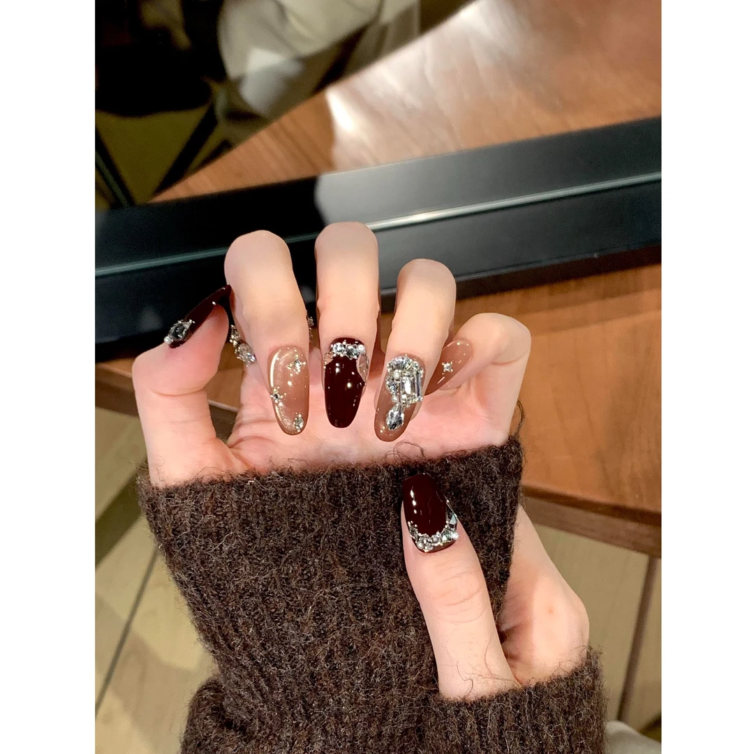 茉哉VIP专属【施家全华钻/可可西里】手工定制美甲拆卸穿戴甲A5031