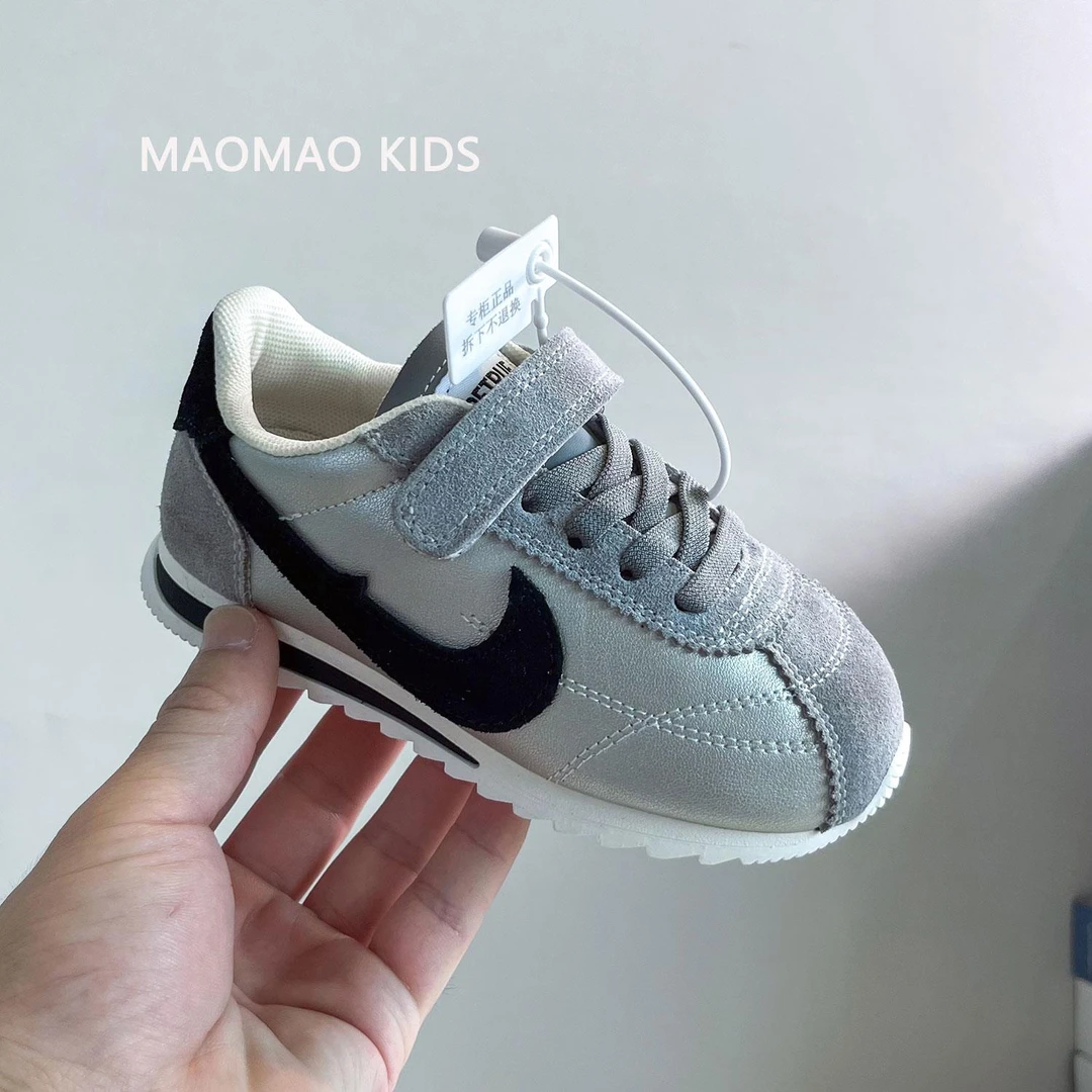 AJ童鞋灰色运动鞋女童2025新款秋冬儿童鞋子阿甘鞋男童AJ鞋潮牌鞋