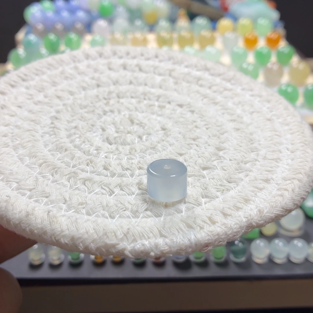 翡翠未镶嵌手链10.2/7.6冰蓝桶珠