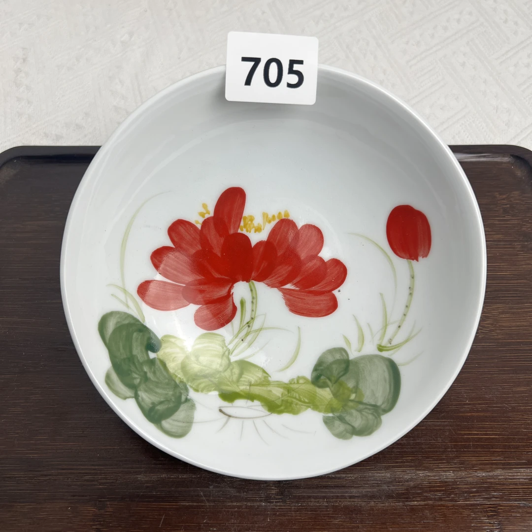 景德镇手绘釉中彩（食品级）圆深盘大盘菜盘餐具陶瓷盘子705