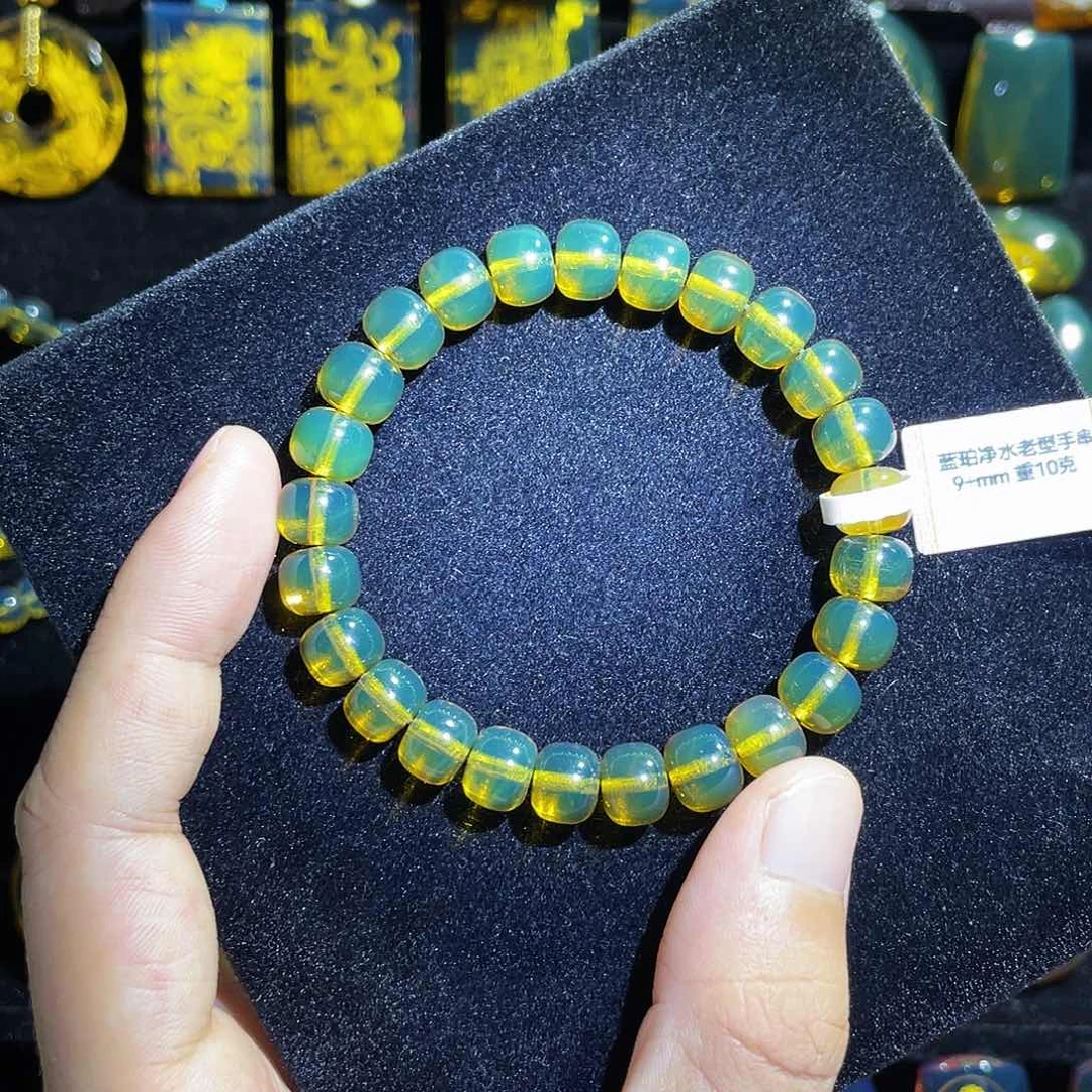 手链琥珀未镶嵌蓝珀老型手串9mm