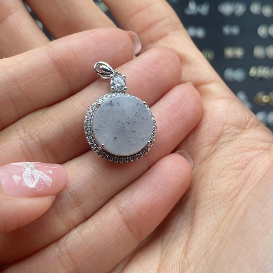 翡翠耳饰银S925镶嵌翡翠首饰