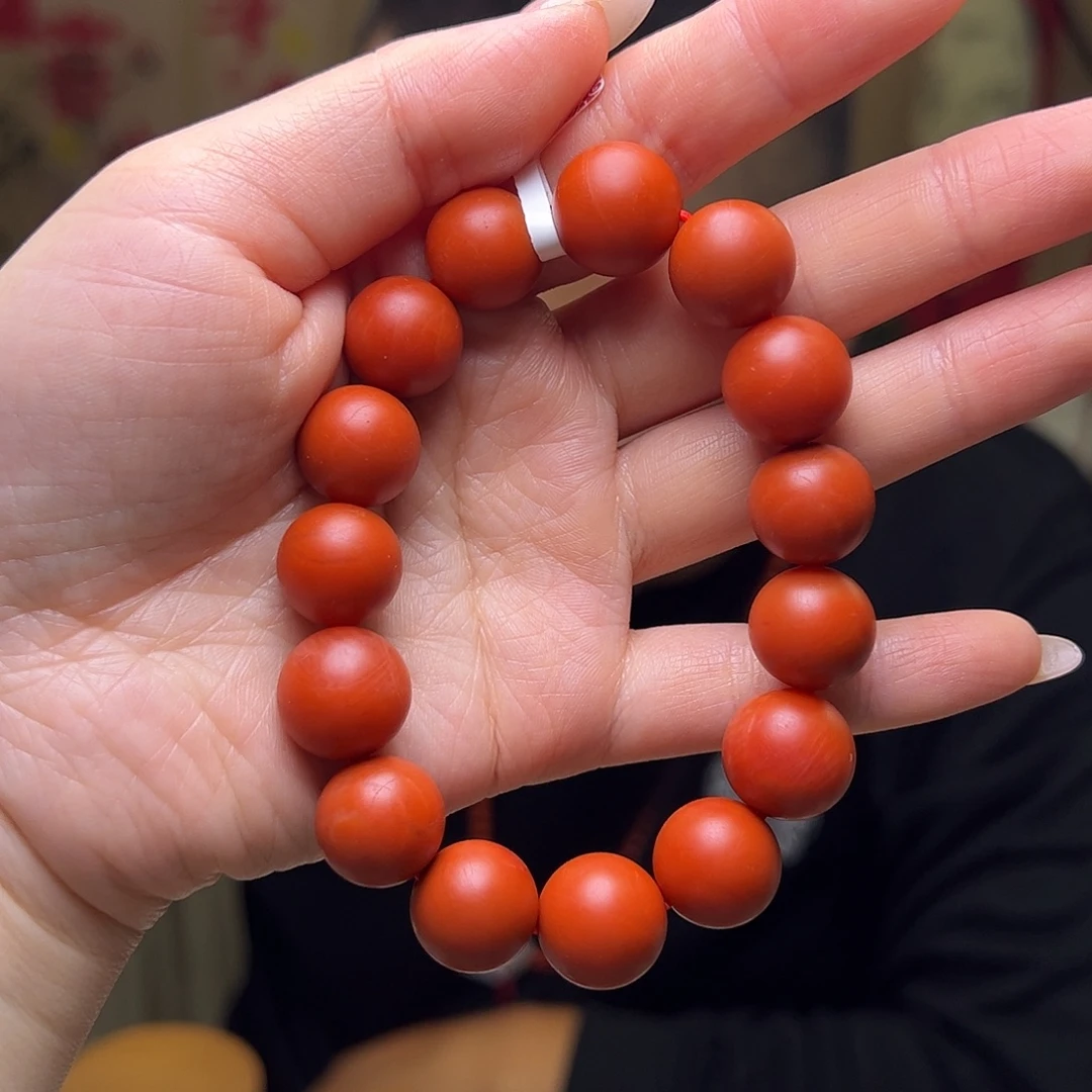 南红玛瑙未镶嵌14mm阿东寨圆珠手串
