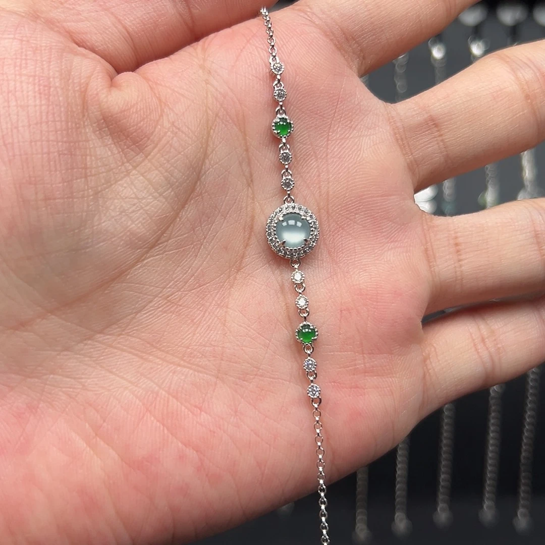 翡翠银S925镶嵌手链