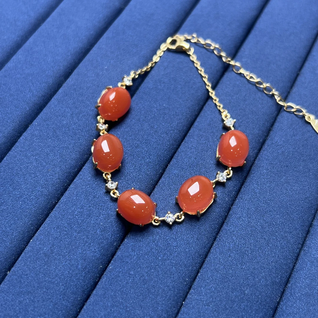 南红厚蛋面10*8*6手链s925  KT24112124