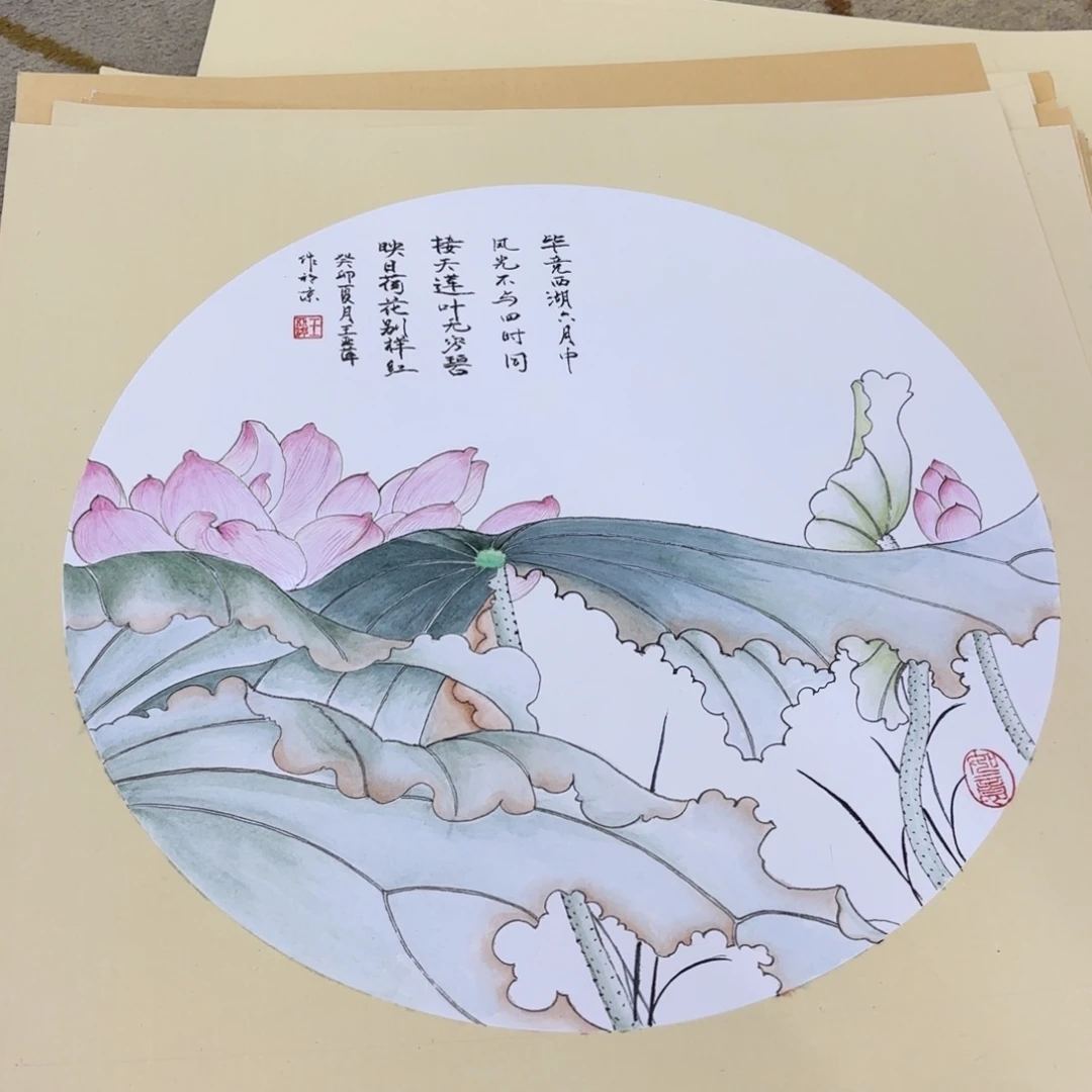 国画斗方卡纸 花鸟 王亚平